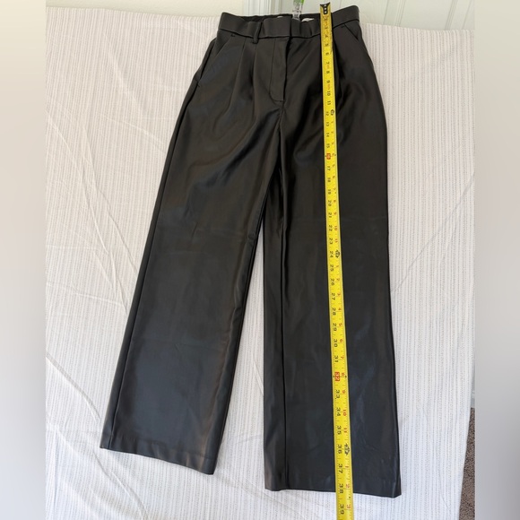 Abercrombie & Fitch Tailored Pants Vegan Leather Black Wide-Leg Sz S Biker Rock - Picture 4 of 15